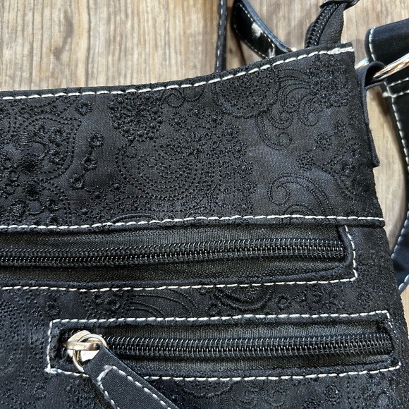 Stone Mountain Accessories Black Crossbody Bag with Embossed Design - Picture 4 of 10